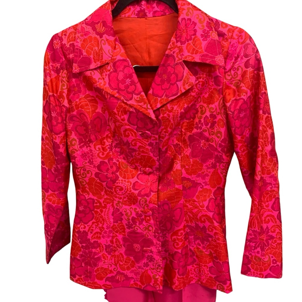 Unbranded Handmade Women’s Silk Feel Blazer Floral Long Sleeve Jacket Size 8‎